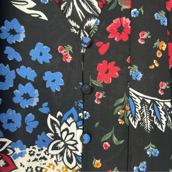 Laundry by Shelli Segal Floral Neck Tie Button Down Bell  Flowy Sleeve sz 2 - Picture 6 of 7